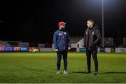 22 October 2021; St Patrick's Athletic head coach Stephen O'Donnell and Patrick McEleney of Dundalk after the Extra.ie FAI Cup semi-final match between St Patrick's Athletic and Dundalk at Richmond Park in Dublin. Photo by Seb Daly/Sportsfile