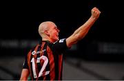 22 October 2021; Georgie Kelly of Bohemians celebrates after scoring his side's goal during the Extra.ie FAI Cup Semi-Final match between Bohemians and Waterford at Dalymount Park in Dublin. Photo by Stephen McCarthy/Sportsfile