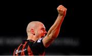 22 October 2021; Georgie Kelly of Bohemians celebrates after scoring his side's goal during the Extra.ie FAI Cup Semi-Final match between Bohemians and Waterford at Dalymount Park in Dublin. Photo by Stephen McCarthy/Sportsfile