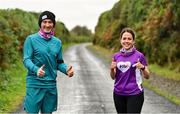 23 October 2021; Parkrun Ireland in partnership with Vhi, added a new parkrun at Achill Greenway on Saturday, 23rd of October, with the introduction of the Achill Greenway parkrun at Achill Greenway, Great Western Greenway in Achill, Mayo. Parkruns take place over a 5km course weekly, are free to enter and are open to all ages and abilities, providing a fun and safe environment to enjoy exercise. To register for a parkrun near you visit www.parkrun.ie. Pictured at the parkrun are former Mayo footballer and Fine Gael TD Alan Dillon and Nicola Shields from VHI. Photo by Brendan Moran/Sportsfile