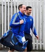 23 October 2021; Eamonn Callaghan, right, and Barry Reynolds of Naas arrive before the Kildare County Senior Club Football Championship Semi-Final match between Naas and Maynooth at St Conleth's Park in Newbridge, Kildare. Photo by Harry Murphy/Sportsfile