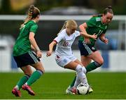 23 October 2021; Laura Blindkilde Brown of England in action against Grace McKimm of Northern Ireland during the UEFA Women's U19 Championship Qualifier match between England and Northern Ireland at Jackman Park in Limerick. Photo by Eóin Noonan/Sportsfile
