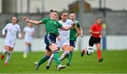 23 October 2021; Shona Davis of Northern Ireland in action against Alex Hennessy of England during the UEFA Women's U19 Championship Qualifier match between England and Northern Ireland at Jackman Park in Limerick. Photo by Eóin Noonan/Sportsfile