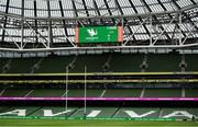 23 October 2021; A general view of the screen showing the Connacht badge before the United Rugby Championship match between Connacht and Ulster at Aviva Stadium in Dublin. Photo by David Fitzgerald/Sportsfile