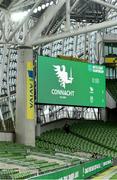 23 October 2021; A general view of the screen showing the Connacht badge before the United Rugby Championship match between Connacht and Ulster at Aviva Stadium in Dublin. Photo by David Fitzgerald/Sportsfile