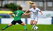 23 October 2021; Freya Gregory of England in action against Sarah Jane Mcmaster of Northern Ireland during the UEFA Women's U19 Championship Qualifier match between England and Northern Ireland at Jackman Park in Limerick. Photo by Eóin Noonan/Sportsfile