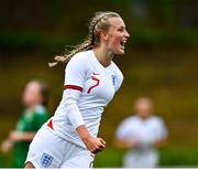 23 October 2021; Agnes Beever-Jones of England celebrates after scoring her side's seventh goal during the UEFA Women's U19 Championship Qualifier match between England and Northern Ireland at Jackman Park in Limerick. Photo by Eóin Noonan/Sportsfile