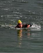 23 October 2021; Tiernan Brennan, Clontarf, who was the first over the finish line, in the 101st Jones Engineering Dublin City Liffey Swim which travelled up-river for the first time in the swim’s history. Photo by Ray McManus/Sportsfile