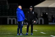 22 October 2021; Glasgow Warriors Head of Athletic Performance Cillian Reardon, centre, with Leinster backs coach Felipe Contepomi before the United Rugby Championship match between Glasgow Warriors and Leinster at Scotstoun Stadium in Glasgow, Scotland. Photo by Harry Murphy/Sportsfile