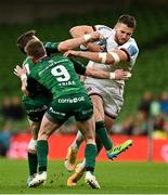 23 October 2021; Stuart McCloskey of Ulster is tackled by Jack Carty and Kieran Marmion of Connacht during the United Rugby Championship match between Connacht and Ulster at Aviva Stadium in Dublin. Photo by Brendan Moran/Sportsfile