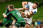 23 October 2021; Stuart McCloskey of Ulster is tackled by Jack Carty and Kieran Marmion of Connacht during the United Rugby Championship match between Connacht and Ulster at Aviva Stadium in Dublin. Photo by Brendan Moran/Sportsfile