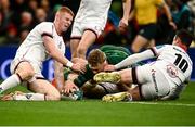 23 October 2021; Niall Murray of Connacht scores his side's first try during the United Rugby Championship match between Connacht and Ulster at Aviva Stadium in Dublin. Photo by David Fitzgerald/Sportsfile