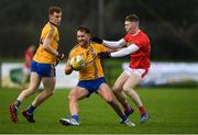 23 October 2021; Shane McHale of Knockmore in action against Bryan Walsh of Ballintubber during the Mayo County Senior Club Football Championship Quarter-Final match between Ballintubber and Knockmore at Connacht GAA Centre in Bekan, Mayo. Photo by Matt Browne/Sportsfile