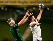 23 October 2021; Alan O’Connor of Ulster wins possession from a line-out ahead of Niall Murray of Connacht during the United Rugby Championship match between Connacht and Ulster at Aviva Stadium in Dublin. Photo by David Fitzgerald/Sportsfile