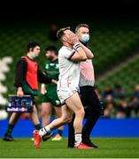 23 October 2021; Craig Gilroy of Ulster reacts as he leaves the field with an injury during the United Rugby Championship match between Connacht and Ulster at Aviva Stadium in Dublin. Photo by David Fitzgerald/Sportsfile