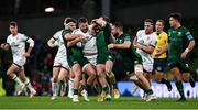23 October 2021; Stuart McCloskey of Ulster is tackled by Tom Daly and Jack Carty of Connacht during the United Rugby Championship match between Connacht and Ulster at Aviva Stadium in Dublin. Photo by Brendan Moran/Sportsfile