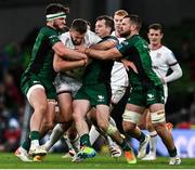 23 October 2021; Stuart McCloskey of Ulster is tackled by Tom Daly, Jack Carty and Conor Oliver of Connacht during the United Rugby Championship match between Connacht and Ulster at Aviva Stadium in Dublin. Photo by Brendan Moran/Sportsfile
