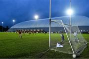 23 October 2021; Knockmore goalkeeper Ryan McDonnell saves a penalty to win the match from Diarmuid O'Connor of Ballintubber during the Mayo County Senior Club Football Championship Quarter-Final match between Ballintubber and Knockmore at Connacht GAA Centre in Bekan, Mayo. Photo by Matt Browne/Sportsfile