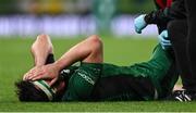 23 October 2021; Tom Daly of Connacht receives medical attention before leaving the pitch with an injury during the United Rugby Championship match between Connacht and Ulster at Aviva Stadium in Dublin. Photo by Brendan Moran/Sportsfile