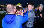 23 October 2021; Knockmore goalkeeper Ryan McDermott is congratulated by his team-mates after the Mayo County Senior Club Football Championship Quarter-Final match between Ballintubber and Knockmore at Connacht GAA Centre in Bekan, Mayo. Photo by Matt Browne/Sportsfile