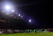 23 October 2021; Shamrock Rovers players warm-up before the SSE Airtricity League Premier Division match between Longford Town and Shamrock Rovers at Bishopsgate in Longford. Photo by Seb Daly/Sportsfile