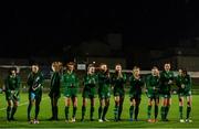 23 October 2021; Republic of Ireland players before the UEFA Women's U19 Championship Qualifier match between Switzerland and Republic of Ireland at Markets Field in Limerick. Photo by Eóin Noonan/Sportsfile