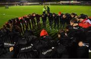 23 October 2021; Switzerland players and staff huddle before the UEFA Women's U19 Championship Qualifier match between Switzerland and Republic of Ireland at Markets Field in Limerick. Photo by Eóin Noonan/Sportsfile
