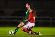 23 October 2021; Maria Reynolds of Republic of Ireland in action against Alena Bienz of Switzerland during the UEFA Women's U19 Championship Qualifier match between Switzerland and Republic of Ireland at Markets Field in Limerick. Photo by Eóin Noonan/Sportsfile