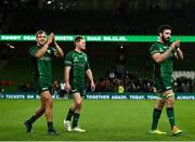 23 October 2021; Connacht players, from left, John Porch, Kieran Marmion and Paul Boyle after the United Rugby Championship match between Connacht and Ulster at Aviva Stadium in Dublin. Photo by David Fitzgerald/Sportsfile