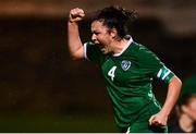 23 October 2021; Della Doherty of Republic of Ireland celebrates after her side's first goal, scored by team-mate Emma Bucci, during the UEFA Women's U19 Championship Qualifier match between Switzerland and Republic of Ireland at Markets Field in Limerick. Photo by Eóin Noonan/Sportsfile
