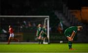 23 October 2021; Erin Mc Laughlin of Republic of Ireland reacts after her side concede their side's third goal during the UEFA Women's U19 Championship Qualifier match between Switzerland and Republic of Ireland at Markets Field in Limerick. Photo by Eóin Noonan/Sportsfile