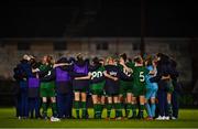 23 October 2021; Republic of Ireland players and staff huddle after the UEFA Women's U19 Championship Qualifier match between Switzerland and Republic of Ireland at Markets Field in Limerick. Photo by Eóin Noonan/Sportsfile