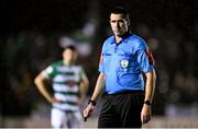 23 October 2021; Referee Adriano Reale during the SSE Airtricity League Premier Division match between Longford Town and Shamrock Rovers at Bishopsgate in Longford. Photo by Seb Daly/Sportsfile
