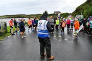 23 October 2021; Parkrun Ireland in partnership with Vhi, added a new parkrun at Achill Greenway on Saturday, 23rd of October, with the introduction of the Achill Greenway parkrun at Achill Greenway, Great Western Greenway in Achill, Mayo. Parkruns take place over a 5km course weekly, are free to enter and are open to all ages and abilities, providing a fun and safe environment to enjoy exercise. To register for a parkrun near you visit www.parkrun.ie. Pictured at the parkrun is race director Chris McCarthy speaking to participants. Photo by Brendan Moran/Sportsfile