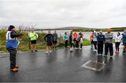 23 October 2021; Parkrun Ireland in partnership with Vhi, added a new parkrun at Achill Greenway on Saturday, 23rd of October, with the introduction of the Achill Greenway parkrun at Achill Greenway, Great Western Greenway in Achill, Mayo. Parkruns take place over a 5km course weekly, are free to enter and are open to all ages and abilities, providing a fun and safe environment to enjoy exercise. To register for a parkrun near you visit www.parkrun.ie. Pictured at the parkrun is race director Chris McCarthy speaking to participants. Photo by Brendan Moran/Sportsfile
