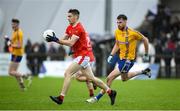 23 October 2021; Brian Walsh of Ballintubber in action against Peter Naughton of Knockmore during the Mayo County Senior Club Football Championship Quarter-Final match between Ballintubber and Knockmore at Connacht GAA Centre in Bekan, Mayo. Photo by Matt Browne/Sportsfile