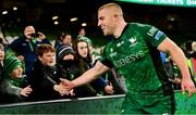 23 October 2021; Jordan Duggan of Connacht celebrates with supporters after the United Rugby Championship match between Connacht and Ulster at Aviva Stadium in Dublin. Photo by Brendan Moran/Sportsfile