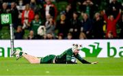 23 October 2021; Mack Hansen of Connacht scores his side's fifth try during the United Rugby Championship match between Connacht and Ulster at Aviva Stadium in Dublin. Photo by Brendan Moran/Sportsfile