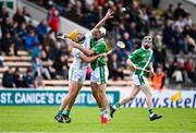 24 October 2021; Cian Loy of O'Loughlin Gaels in action against Shane Walsh of Tullaroan during the Kilkenny County Senior Club Hurling Championship Semi-Final match between Tullaroan and O'Loughlin Gaels at UPMC Nowlan Park in Kilkenny. Photo by Sam Barnes/Sportsfile