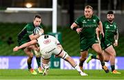 23 October 2021; Jack Carty of Connacht is tackled by David McCann of Ulster during the United Rugby Championship match between Connacht and Ulster at Aviva Stadium in Dublin. Photo by Brendan Moran/Sportsfile