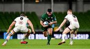 23 October 2021; Matthew Burke of Connacht in action against Matty Rea and Nathan Doak of Ulster during the United Rugby Championship match between Connacht and Ulster at Aviva Stadium in Dublin. Photo by Brendan Moran/Sportsfile