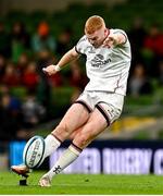 23 October 2021; Nathan Doak of Ulster kicks a penalty during the United Rugby Championship match between Connacht and Ulster at Aviva Stadium in Dublin. Photo by Brendan Moran/Sportsfile