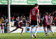 24 October 2021; Killian Phillips of Drogheda United celebrates after scoring his side's first goal during the SSE Airtricity League Premier Division match between Drogheda United and Derry City at United Park in Drogheda, Louth. Photo by Ramsey Cardy/Sportsfile
