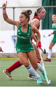 24 October 2021; Anna O'Flanagan of Ireland celebrates after scoring her side's first goal during the FIH Women's World Cup European Qualifier Final match between Ireland and Wales at Pisa in Italy. Photo by Roberto Bregani/Sportsfile