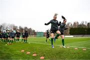 24 October 2021; Louise Quinn and Roma McLaughlin, right, during a Republic of Ireland Women training session at Leppavaara Stadium in Helsinki, Finland. Photo by Stephen McCarthy/Sportsfile