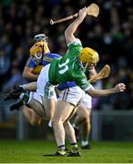 24 October 2021; Oisín O'Reilly of Kilmallock is fouled by Seánie O'Brien of Patrickswell during the Limerick County Senior Club Hurling Championship Final match between Kilmallock and Patrickswell at TUS Gaelic Grounds in Limerick. Photo by Piaras Ó Mídheach/Sportsfile