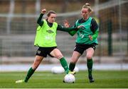 24 October 2021; Heather Payne, left, and Claire Walsh during a Republic of Ireland Women training session at Leppavaara Stadium in Helsinki, Finland. Photo by Stephen McCarthy/Sportsfile