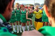 24 October 2021; Katie Mullan of Ireland speaks to her team-mates following victory in the FIH Women's World Cup European Qualifier Final match between Ireland and Wales at Pisa in Italy. Photo by Roberto Bregani/Sportsfile
