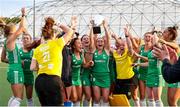 24 October 2021; Ireland players celebrate with the cup following the FIH Women's World Cup European Qualifier Final match between Ireland and Wales at Pisa in Italy. Photo by Roberto Bregani/Sportsfile