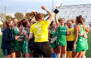 24 October 2021; Ireland players celebrate victory following the FIH Women's World Cup European Qualifier Final match between Ireland and Wales at Pisa in Italy. Photo by Roberto Bregani/Sportsfile